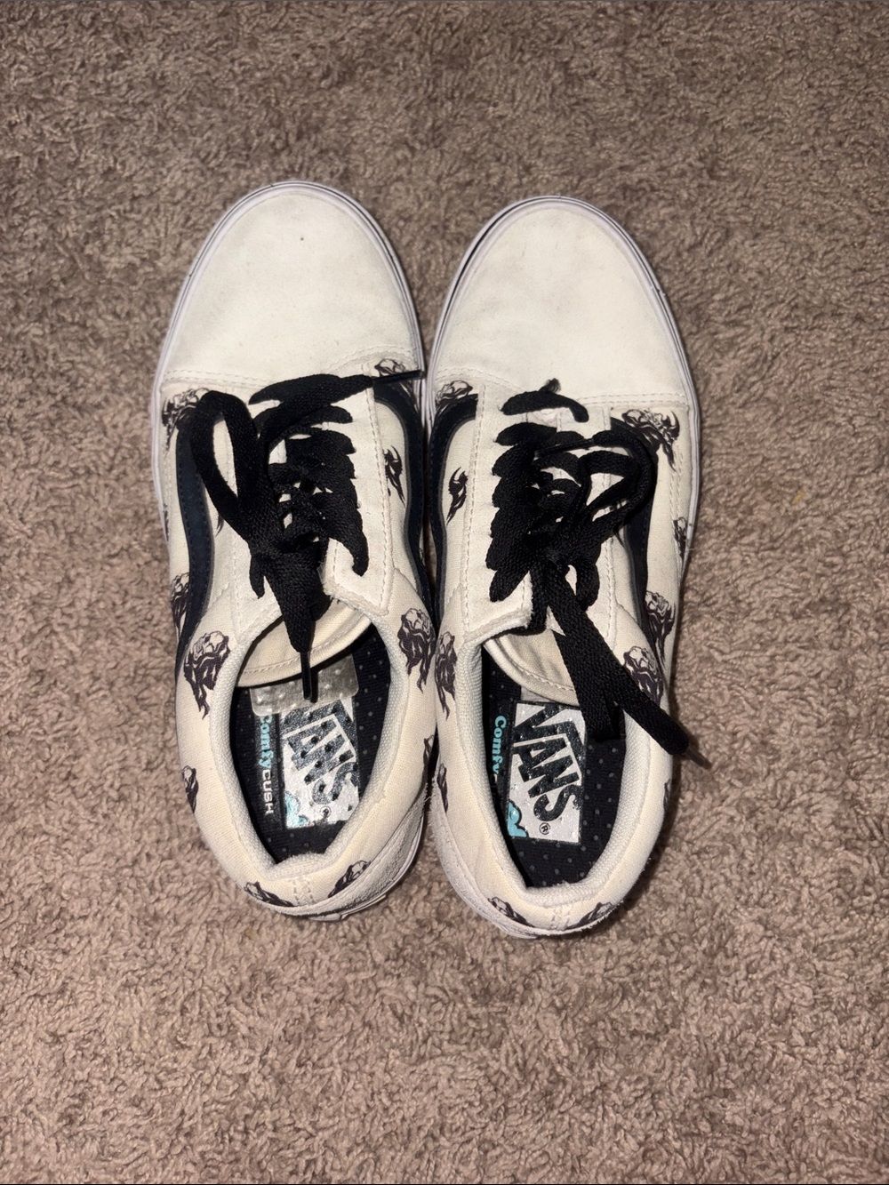 Vans White Canvas Low-Top Sneakers with Black Laces